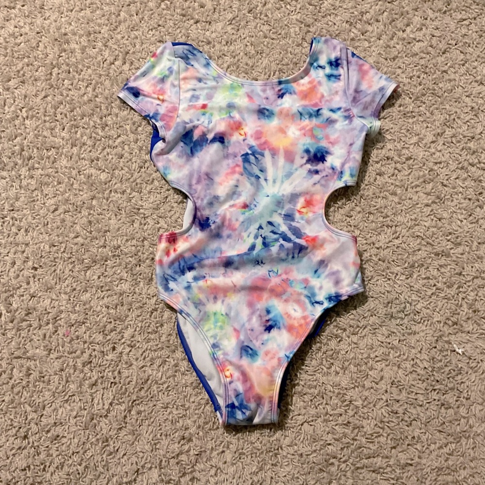 More Than Magic Blue and Pink One Piece Swimsuit with Modern Cutouts